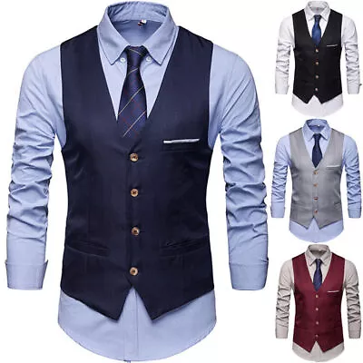 Mens WAISTCOAT For WEDDING WAITERS BAR STAFF Vest Tops Waist Coats Fancy Dress>/ • £12.31